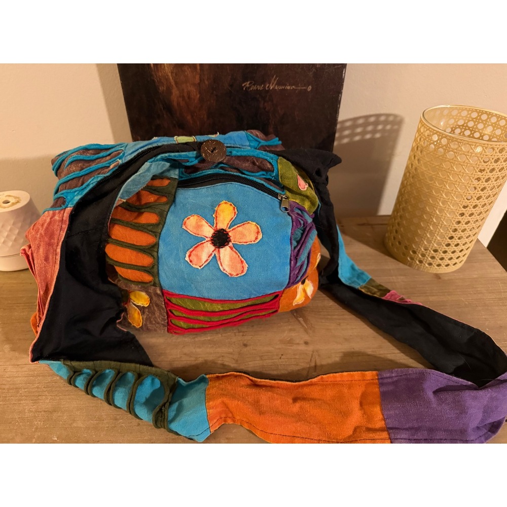 Rising International Patchwork Boho Flower Crossbody Bag Sling Bag hippie